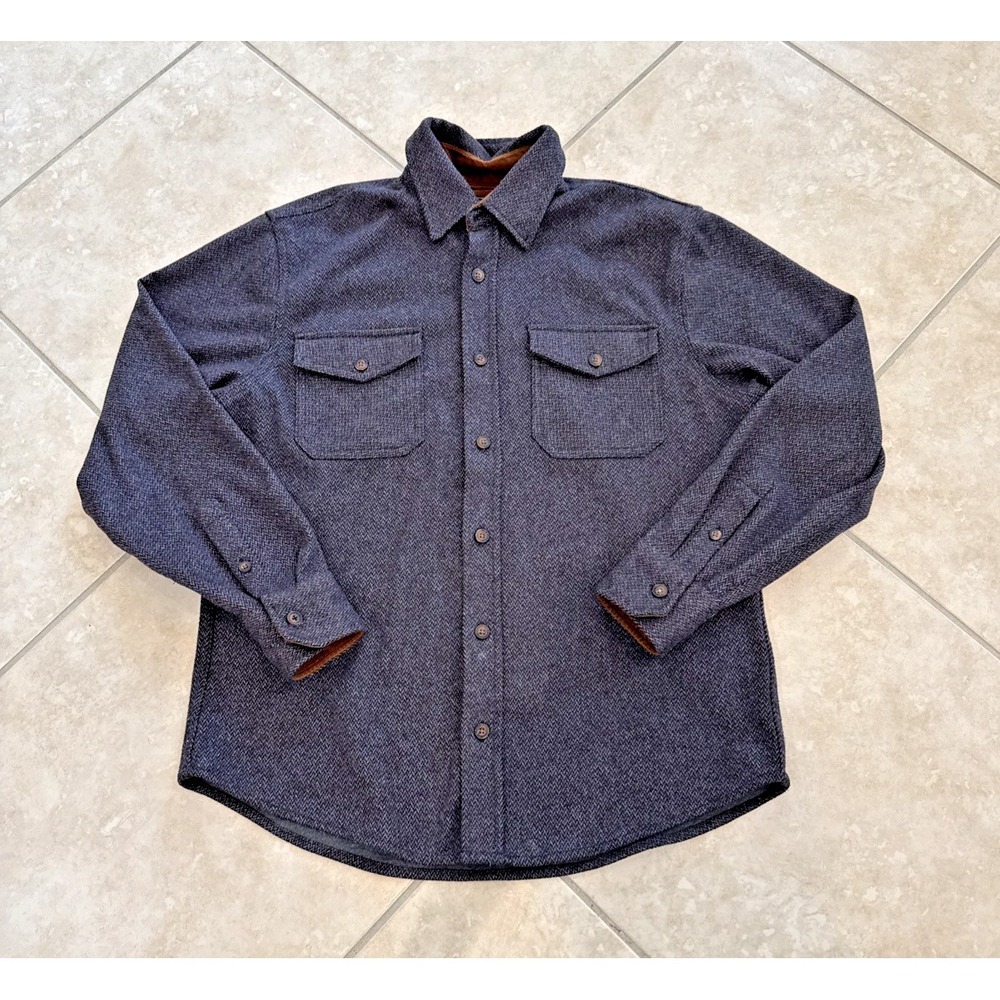 Jachs NY Shirt‎ Jacket Shacket Brown Gray Chevron Print Sz M Outdoor Gorpcore